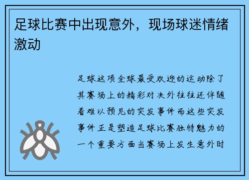 足球比赛中出现意外，现场球迷情绪激动