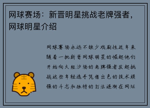 网球赛场：新晋明星挑战老牌强者，网球明星介绍